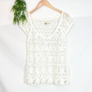 Hollister White Lace Top